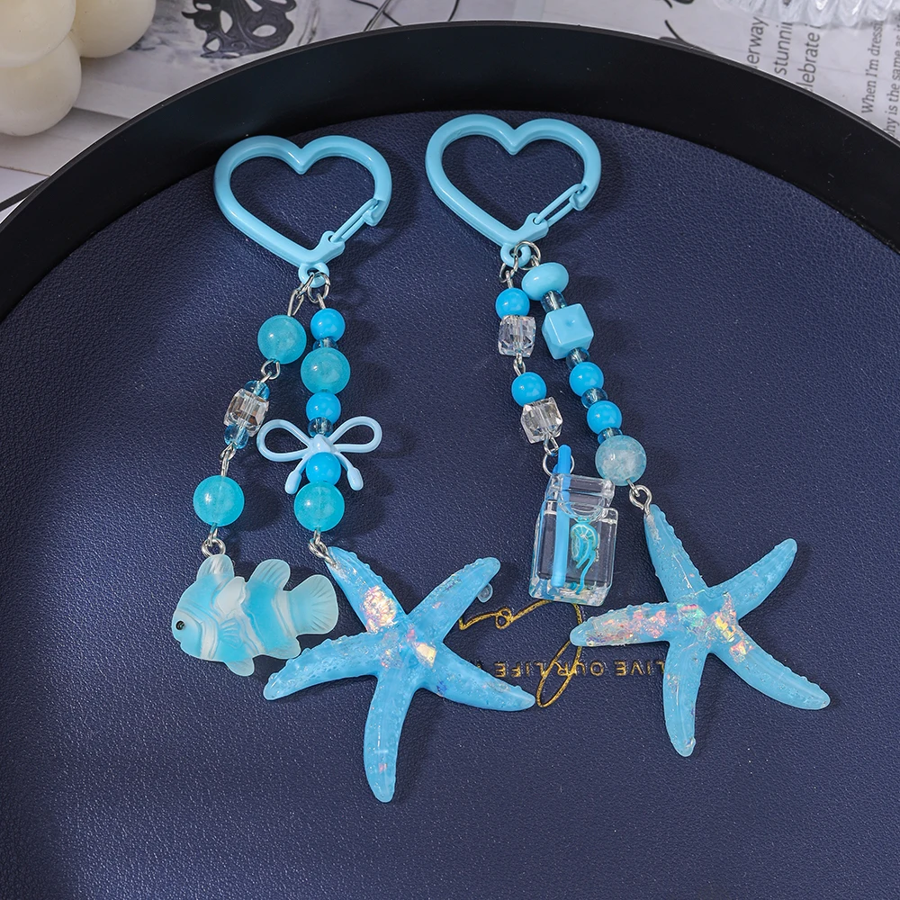 Aihua Niedlicher Y2K Chic Sommer Strand Seestern Schlüsselanhänger für Damen Mädchen Handtaschenanhänger Air Pad Case Strap Handgemachter Schmuck Geschenke – Detail 2