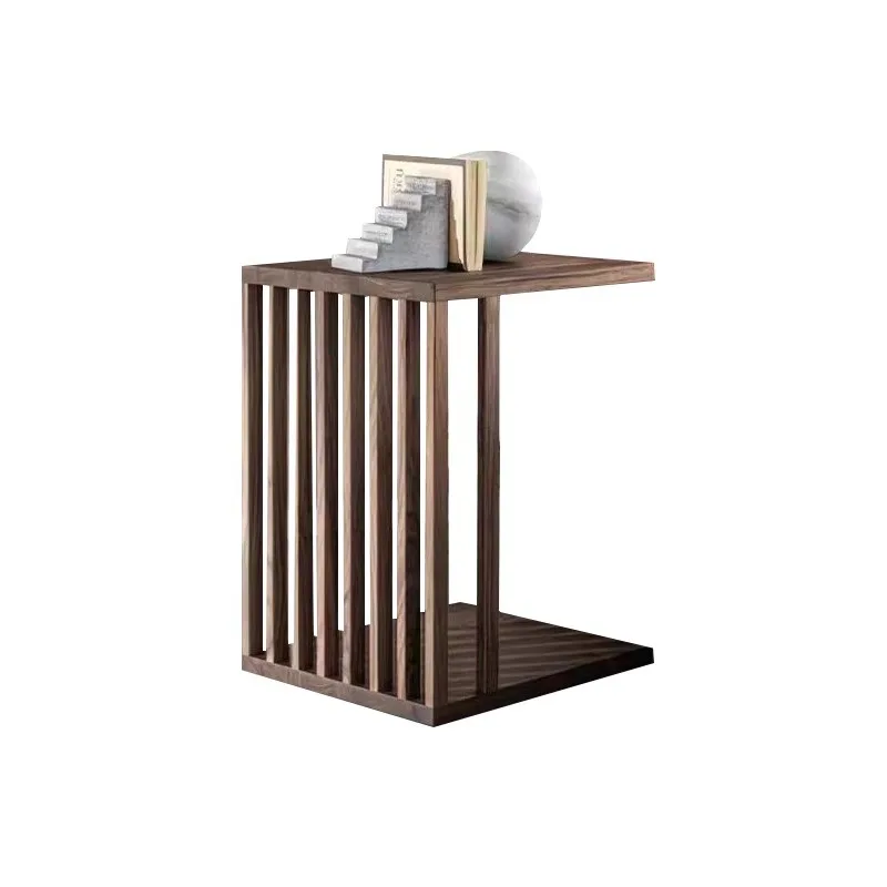 

Nordic North American black walnut solid wood small bookshelf, living room sofa side cabinet