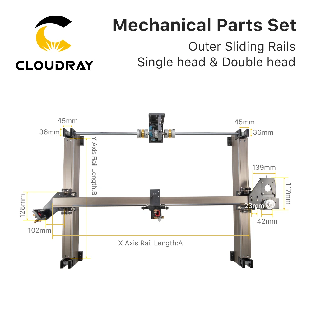 Mechanical Parts Set 1300mm*900mm Single Head Laser Kits External Slide DIY CO2 Laser 1390 CO2 Laser Engraving Cutting Machine