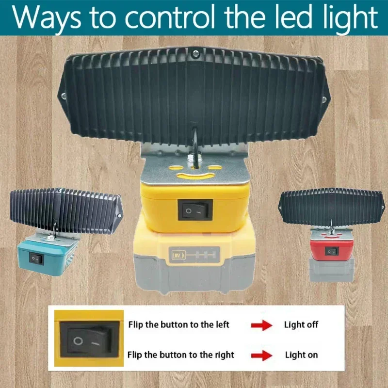 Lámpara de trabajo de 30 LED para coche, linterna tipo C, Banco de energía USB para Makita, DeWalt, Bosch, Milwaukee, batería de 18V