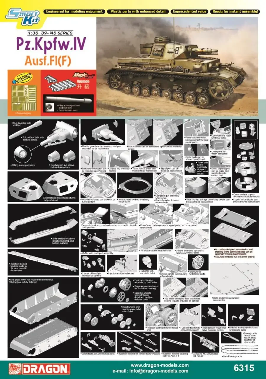 DRAGON 6315 1/35 Pz.Kpfw.IV Ausf.F1(F) - Scale Model Kit