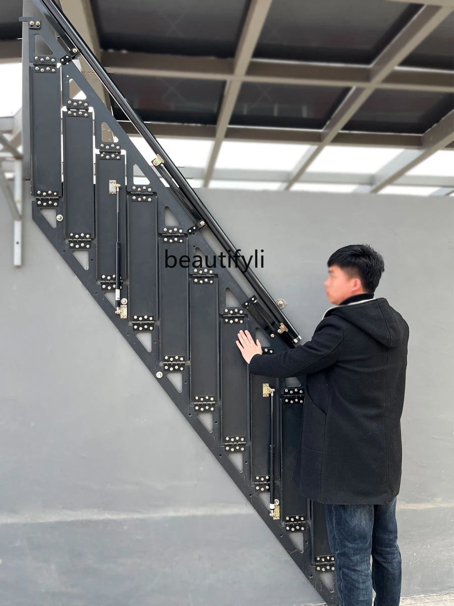 Folding Stairs Indoor Two-Story Attic Duplex Household Outdoor Steel Structure Stairs Wall