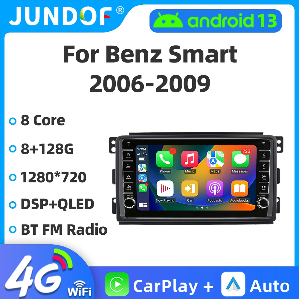 

2 Din Android 13 Car Radio For Smart Fortwo 451 2006 - 2009 Multimedia Video Player GPS 4G Carplay Auto Stereo RDS IPS Head Unit