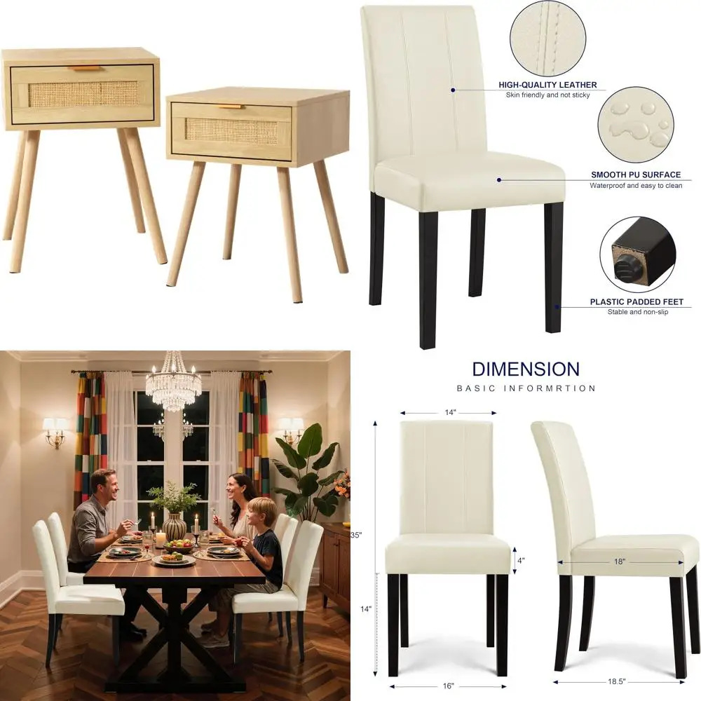 

Wooden Nightstands with Rattan Weaving Drawers - Bedroom Bedside End Tables for Storage and Style