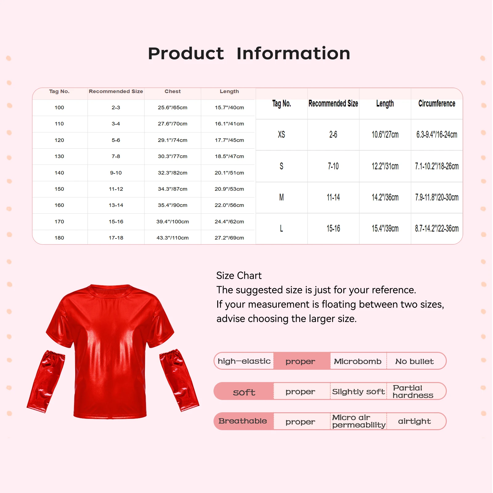 Bambini Ragazze Ragazzi Jazz Dance Streetwear Party Stage Performance Top T-shirt girocollo a maniche corte metallizzata lucida con guanti