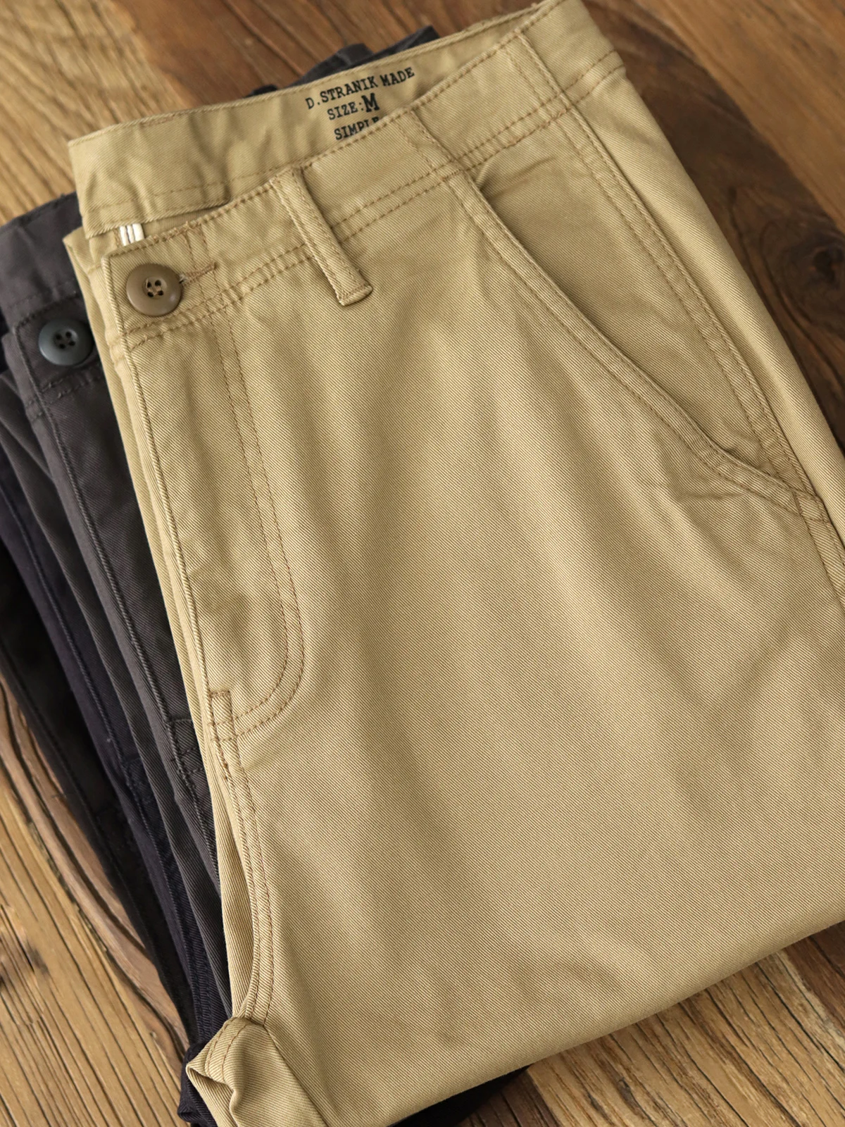 

Ameikaji Chino Casual Pants Men's Micro Elastic Khaki Spring Autumn Conical Straight Leg Long Trousers American Retro Sle