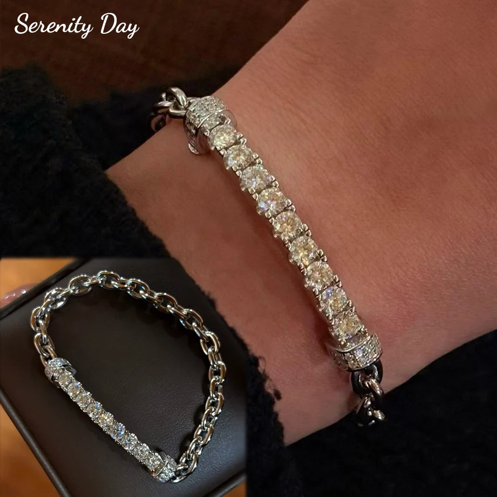 

Serenity 4mm D Color Moissanite Bracelet for Women Man S925 Sterling Silver Luxury Hand Chain Plated 18K Tennis Bracelet Jewelry