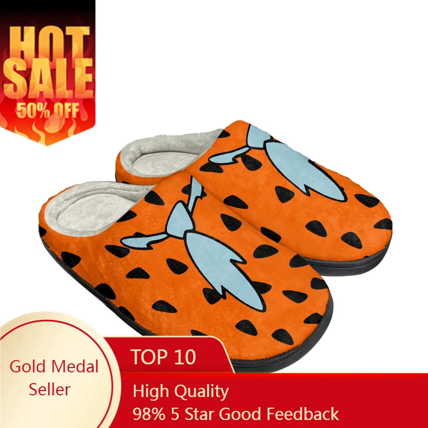 

Cartoon Primitive Man Fred Flintstone Home Cotton Shoes High Quality Men Women Youth Boy Girl Plush Bedroom Warm Custom Slipper