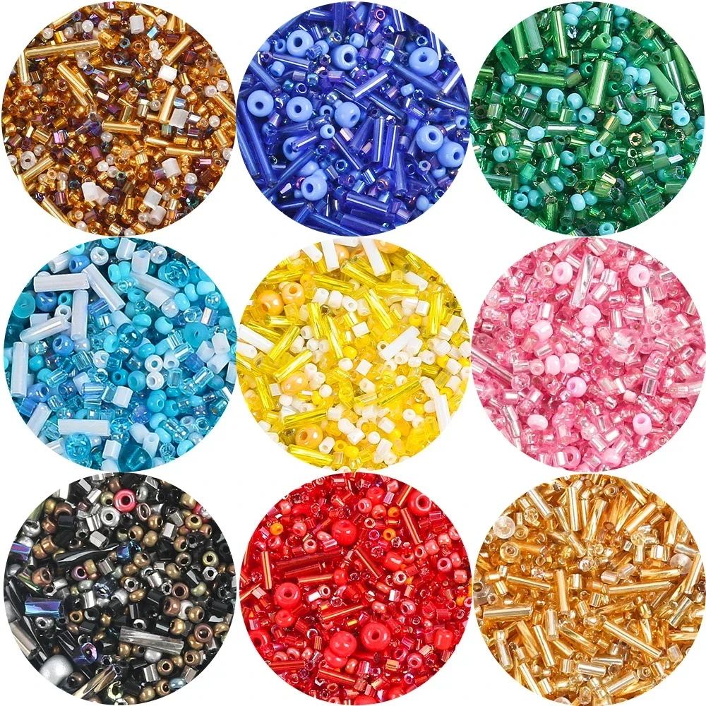 20g Japan Seed Beads Mixed Delica Round Glass Beads Mix Colors and Size Glass Twist Bugle Tube For Clothing Accessory