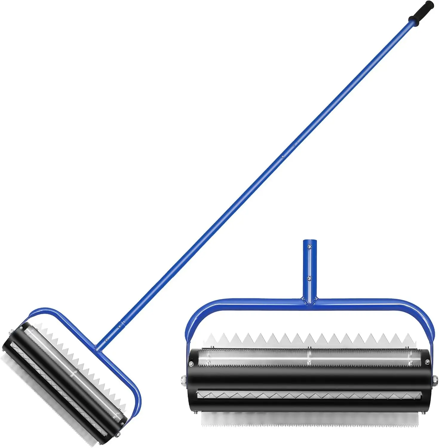 14 Foot Stainless Steel Lake Weed Roller Beach Roller Lake Weed Remover Rid Weeds Roots Muck Buildup Aluminum Handles Stainless Steel Blades Easy Assembly Heavy Duty Outdoor Lawn Garden Yard, Blue