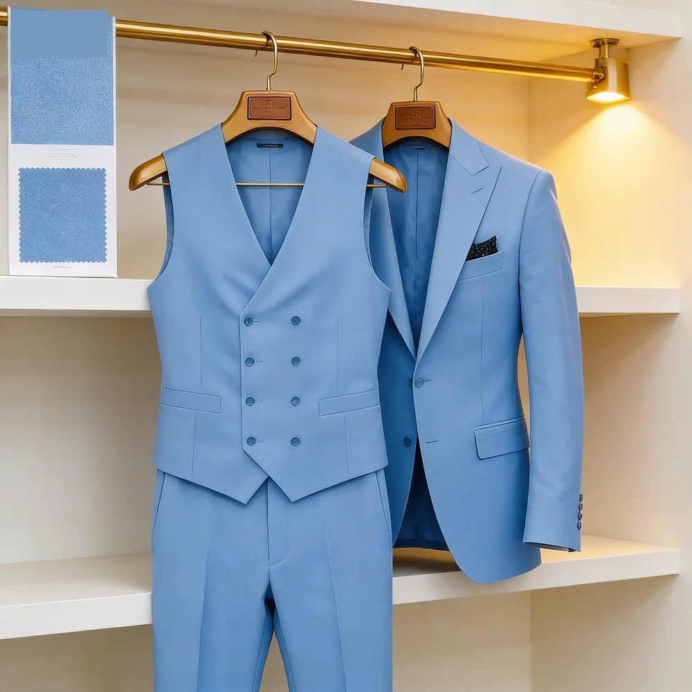 

Мужской классический деловой костюм-тройка однотонного цвета для свадьбы, приталенный, с острым лацканом, для жениха и свидетелей