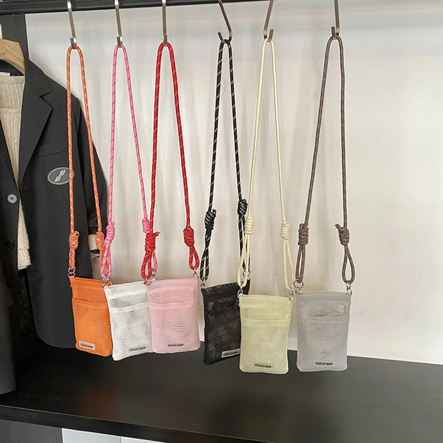 

Милая нейлоновая сетчатая сумка в корейском стиле, сумка через плечо, нейлоновая сумка на плечо, сумки-кошельки, однотонная сумка для мобильного телефона для девочек