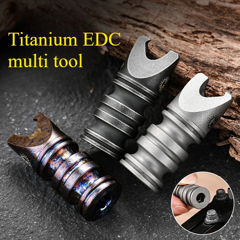 Titanium Alloy Multifunctional Knife Bead, Bottle Opener & Hex Wrench, Personalized Hard‑Core Pocket Knife Charm Accessory