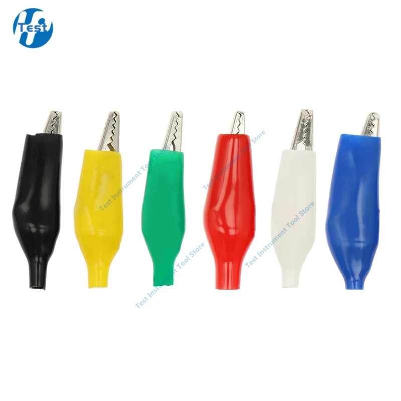 20 Pcs 28MM Black Red Yellow Blue Green White Soft Plastic Coated Testing Probe Mini Alligator Test Clips