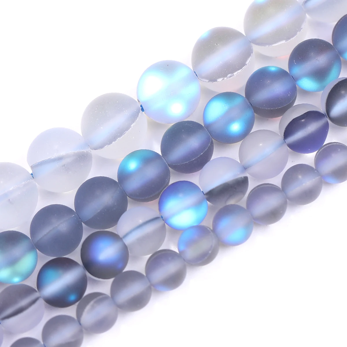 6/8/10mm Matte Austrian Purple Crystal Moon Stone Glitter Round Loose Beads for Jewelry Making DIY Necklace Bracelet