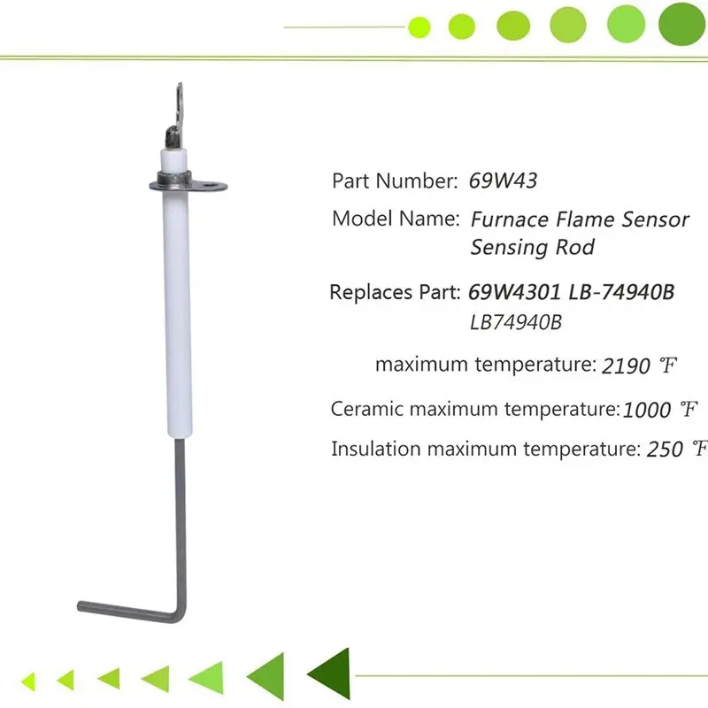AAAN-69W43 Flame Sensor Replacement For Lennox Armstrong Ducane Furnace,Flame Sensor For 69W4301 LB-74940B LB74940B