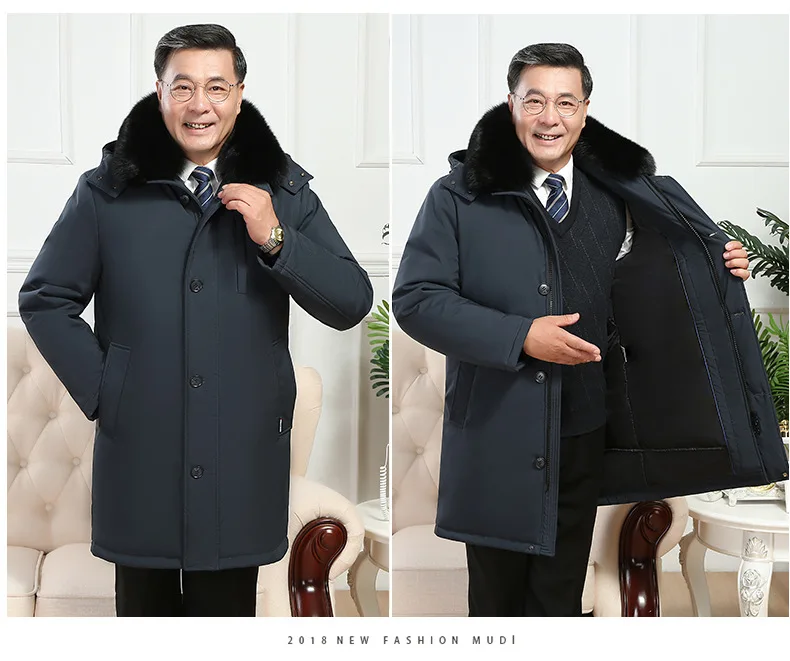 Men's Down Coat And Parkas Windbreaker Puffer Jacket Overcoat Winter Padding Man White Goose Down Jacket Removable Liner HXY1273