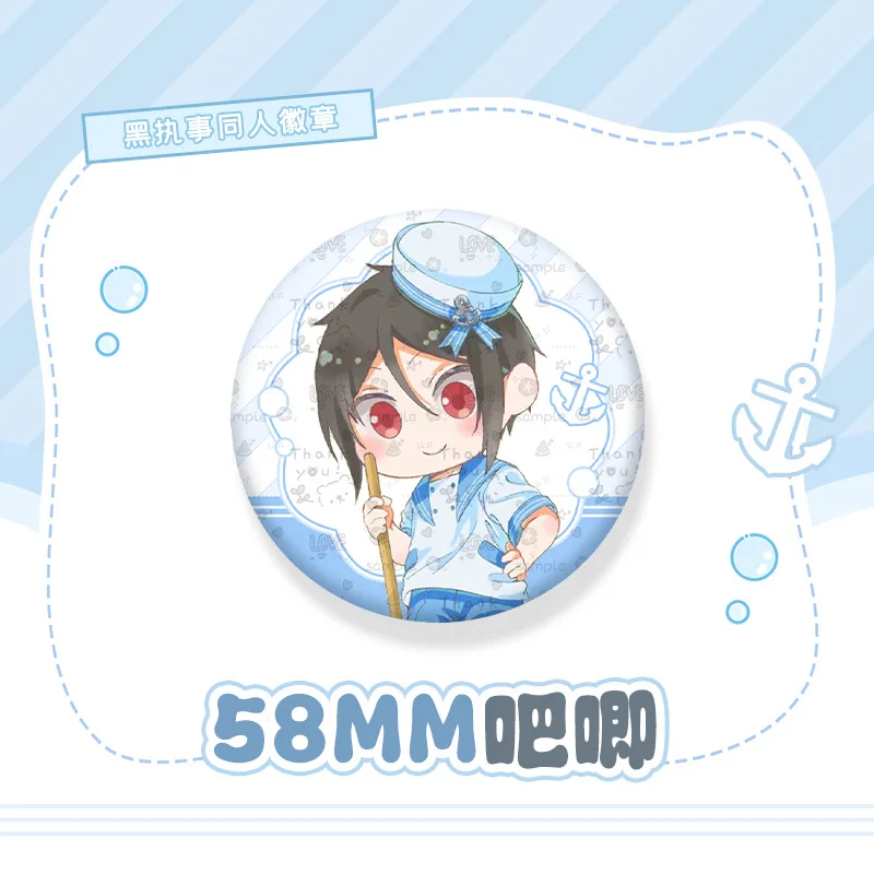 Black Butler Anime Costumes Badges Pins ‌Sebastian Elizabet Women Brooch Cartoon Cosplay Fashion Brooches for Bag Accessorie