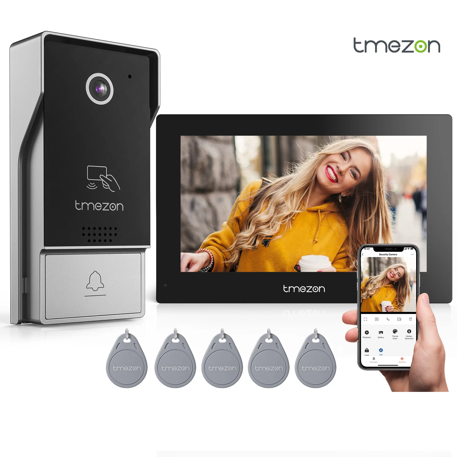 Système d'interphone vidéo 7 pouces, moniteur WIFI sans fil 4 fils, caméra de porte 1080P pour la maison, sonnette vidéo, déverrouillage par carte Tuya