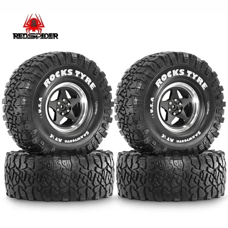 1.9 Beadlock Wheel Aluminum and 1.9 RC Crawler Tires for Trxs TRX4 Axial SCX10 SCX10 II III Redcat Gen 8