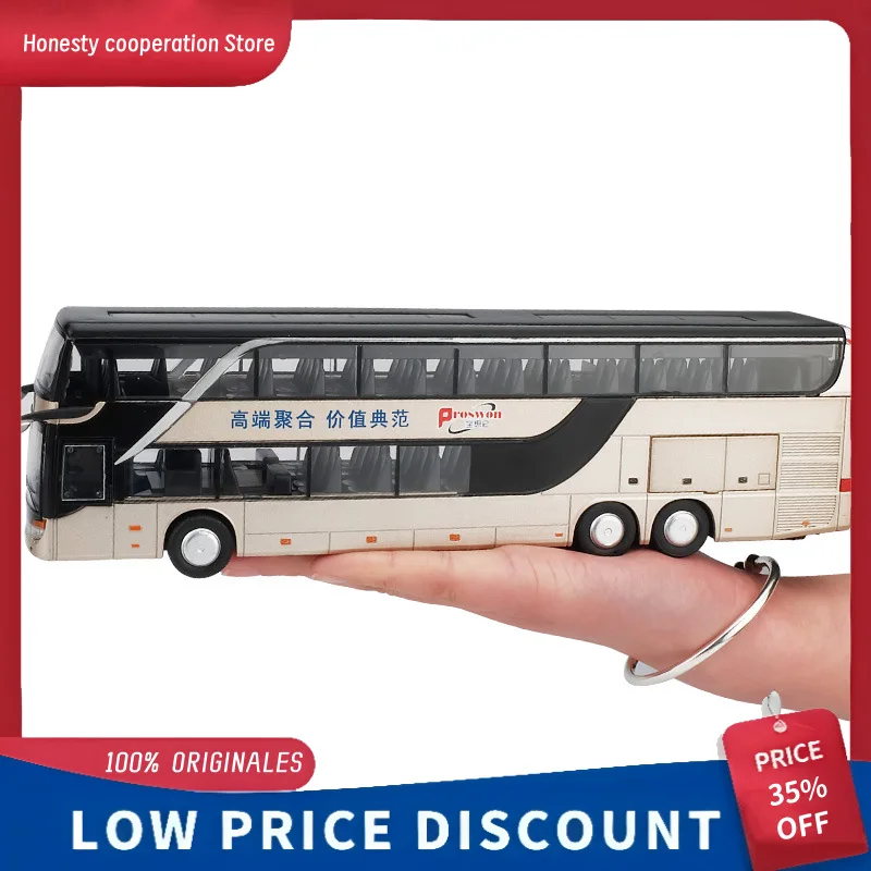 

Baosiren 66029 Double Layer Bus Children's Toy Alloy Car Model 1:50 Sound Light Large Bus Retro Style Metal Toy Vehicle Gift