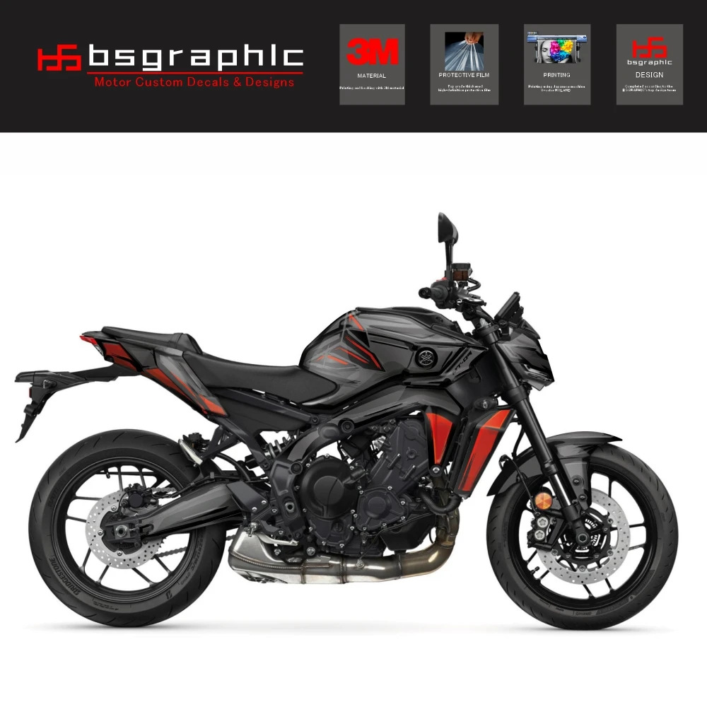 

For Yamaha Mt-09 MT09 2024 2025 2026 Motorcycle Body Fairing Protective Sticker Decal Street Bike Poska Fluo Graphic Kit Red