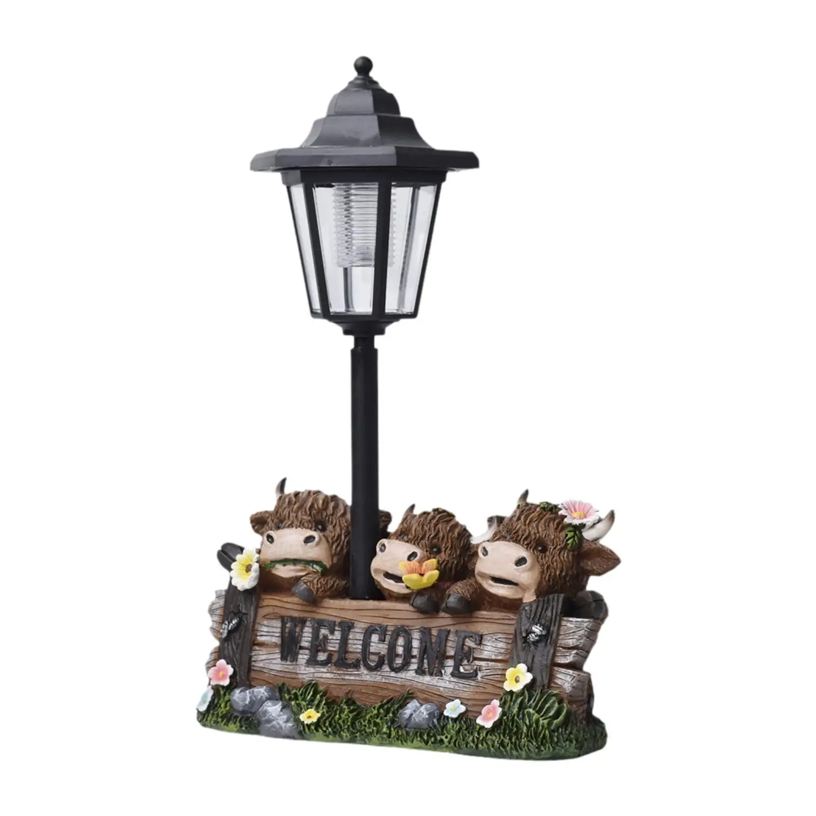 

Garden Cow Solar Lamp Statue Creative Resin Sculpture for Yard Garden Patio