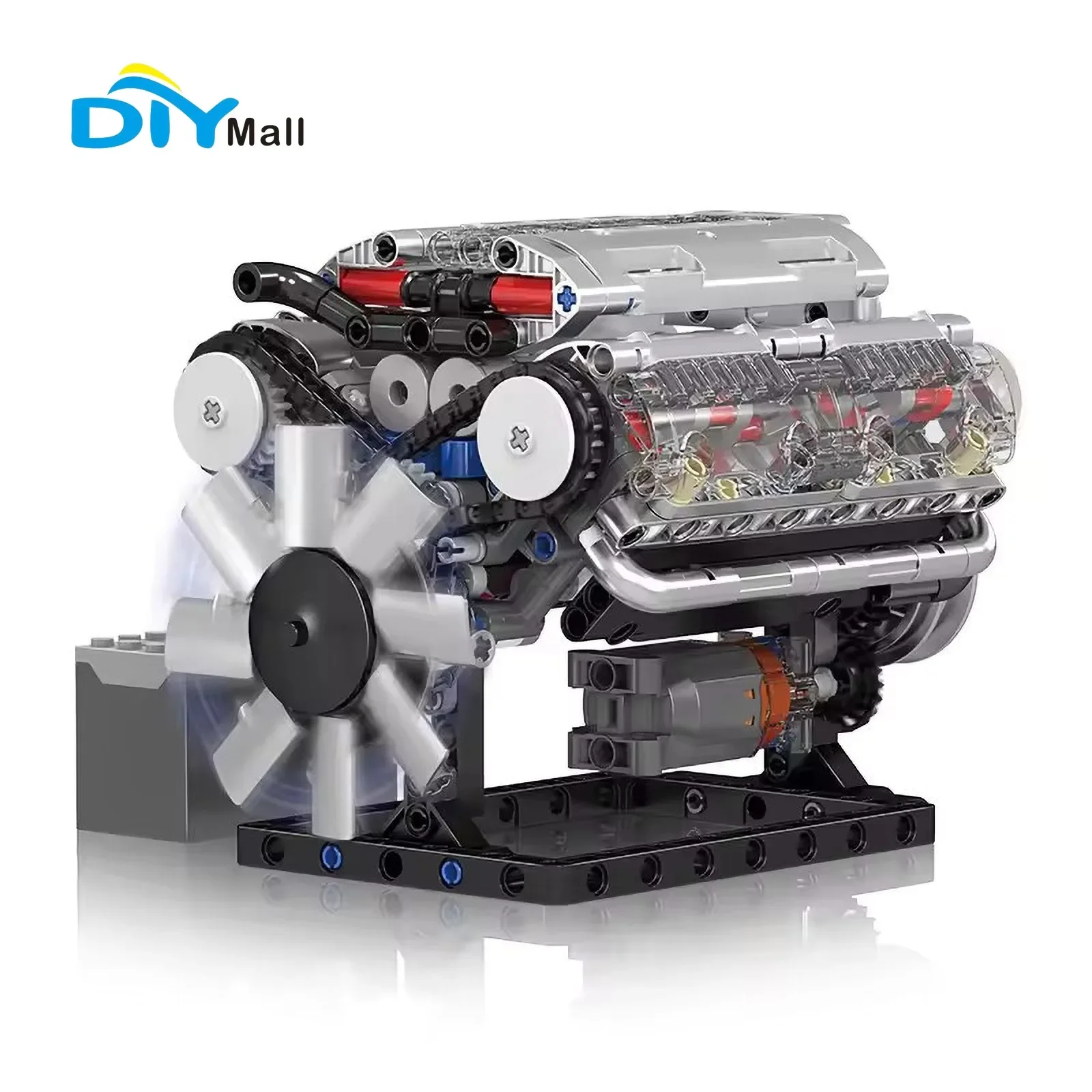 Mould King 10088 Series 535pcs V8 Engine Scale Model Kit with Battery and L Motor