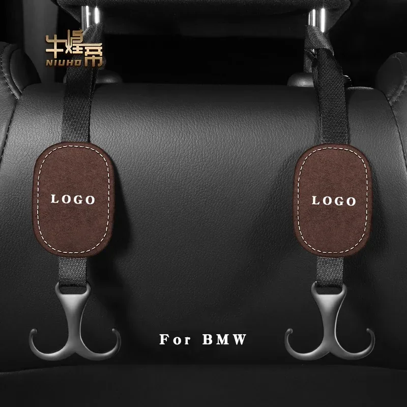 Car Seat Back Suede Metal Hook For BMW X3 X5 X6 X7 E F G M 1 3 5 7 Series Interior Storage Finishing Hanger Articles Accessories