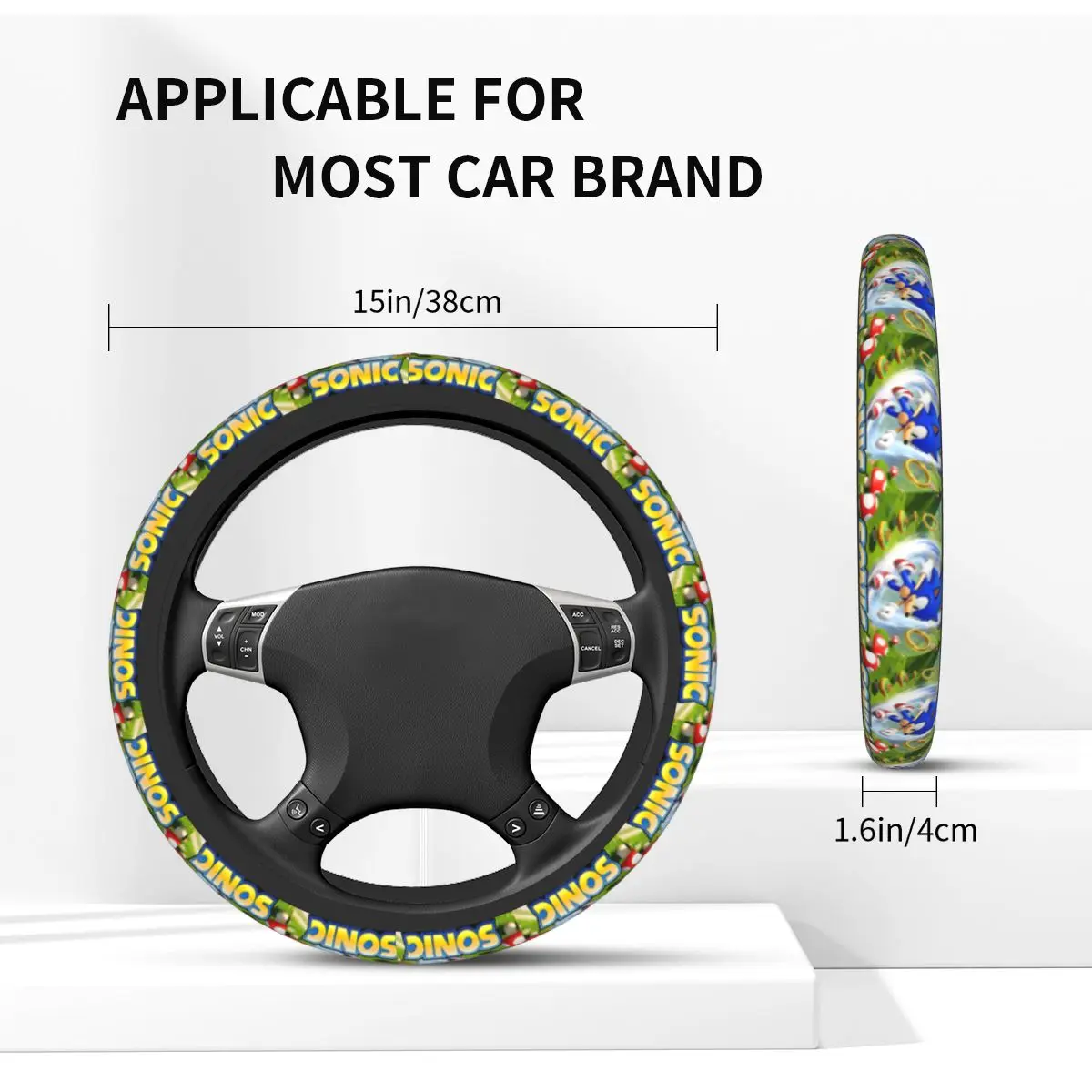 S-Soniced Universal Steering Wheel Cover Fit for Sedan Game Soft Car Steering Wheel Protector 15 Inch 37-38cm Auto Accessories