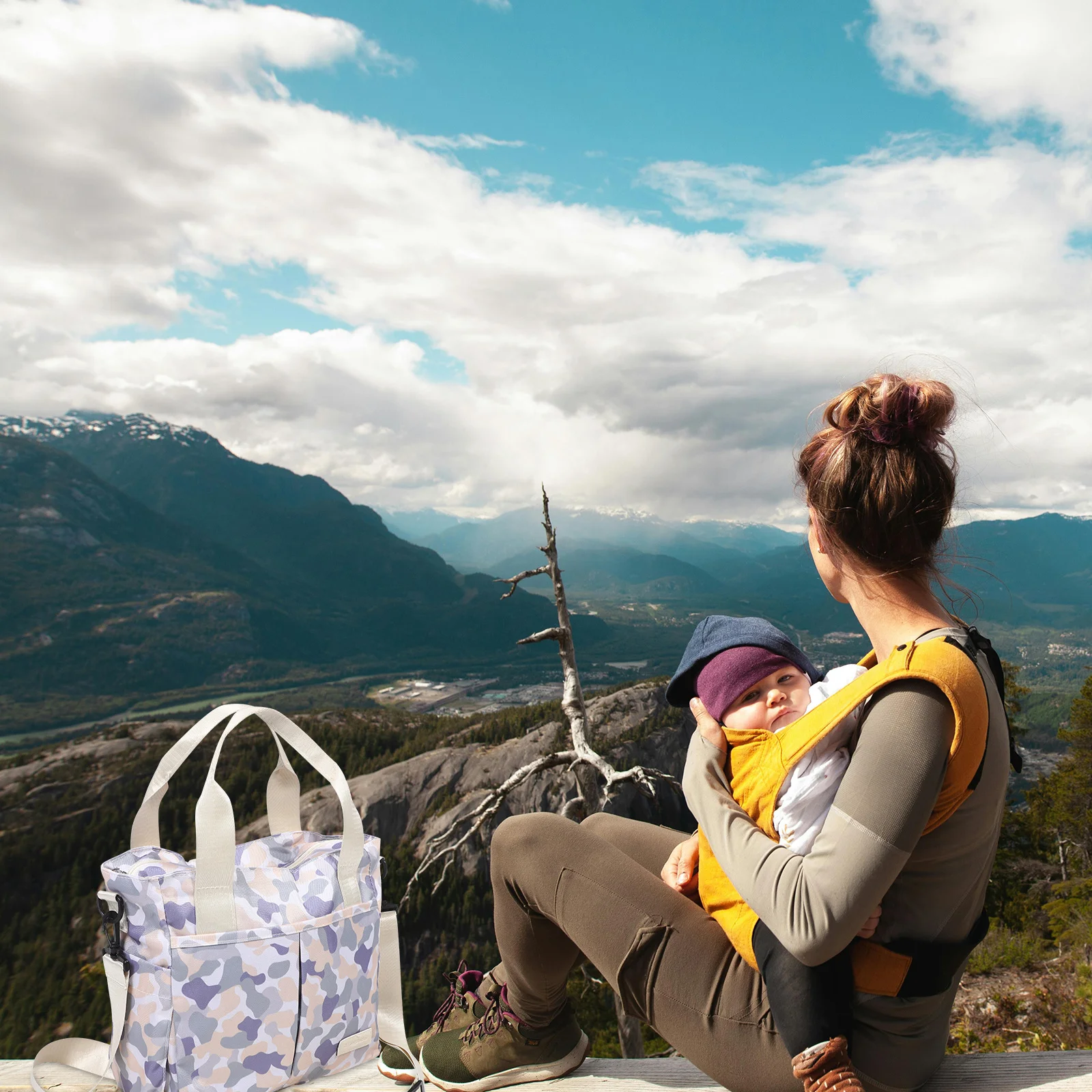 Borsa tote per mamma Borsa per pannolini per bambini multifunzione leggera di grande capacità Borsa per ospedale da viaggio con separazione asciutto e bagnato