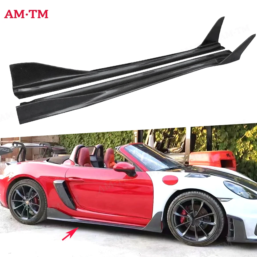 

Высококачественные автомобильные боковые юбки из углеродного волокна, разветвители, колпаки, детали фартука для Porsche Cayman 718 2016-2018, комплект кузова