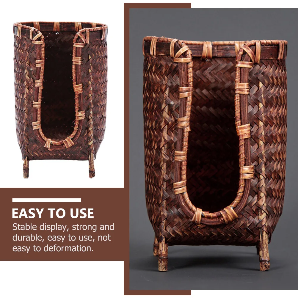 

Прочный бамбуковый контейнер для хранения чашек, домашний органайзер, практичная корзина для чайной чашки для чайной церемонии, офисный держатель для чашки в стиле ретро