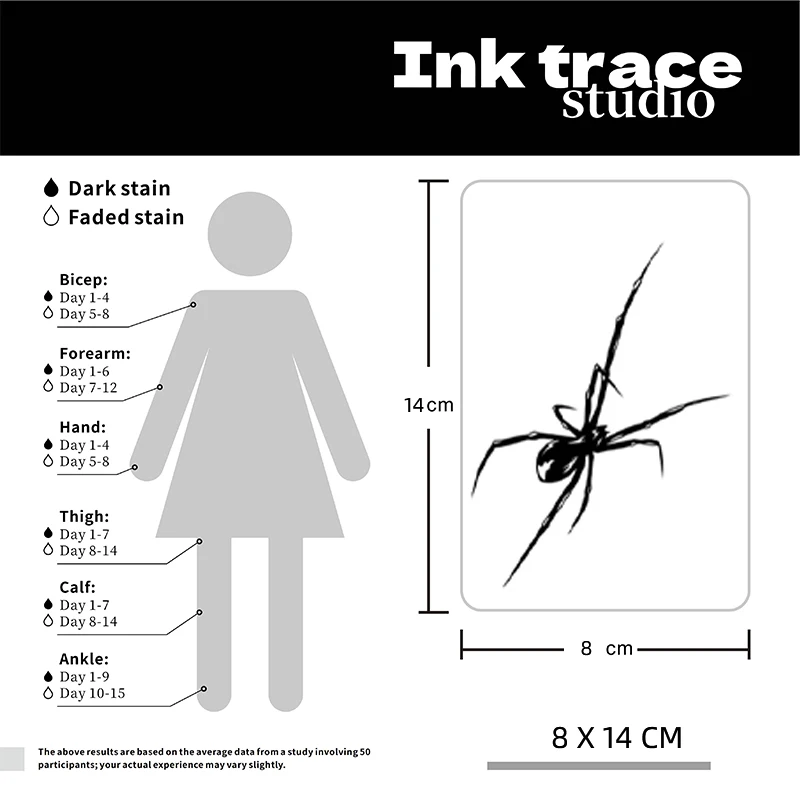 1/2PCS Spider temporary tattoo sticker, magic tattoo, herbal juice tattoo, lasting 1-2 weeks, realistic fake tattoo