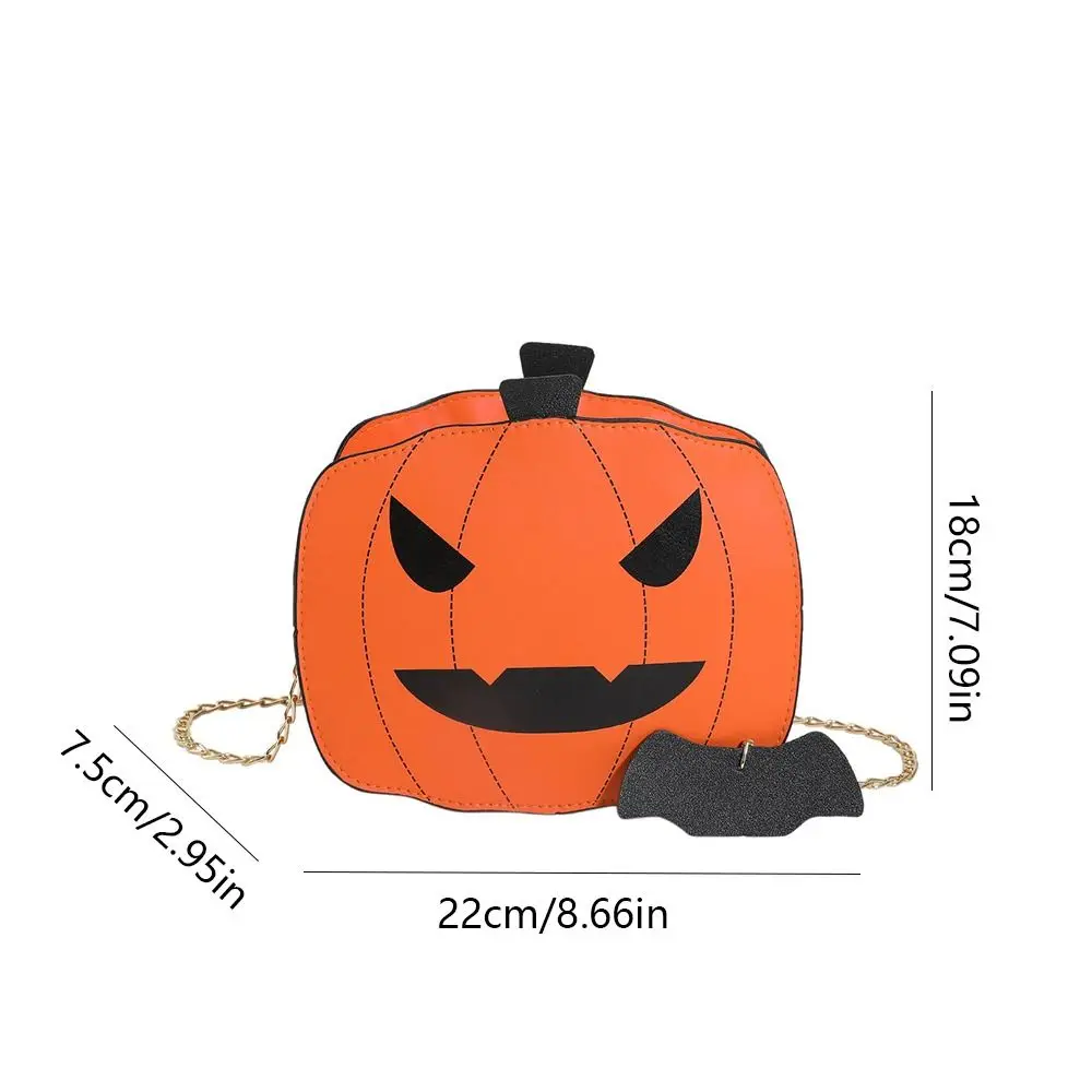 Милая сумка через плечо из искусственной кожи на Хэллоуин, металлическая цепочка контрастных цветов, сумка в форме тыквы, сумка-мессенджер, небольшой кошелек, сумки через плечо, дорожные сумки