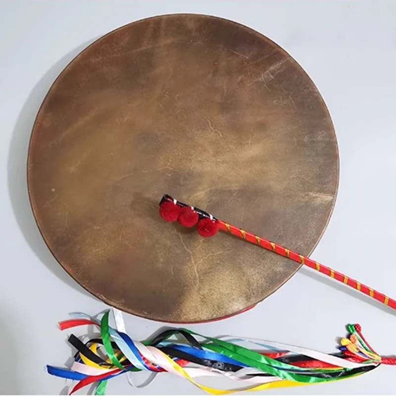 

Handmade Cowhide Shaman Drum Handheld Meditation Shaman Drums Adult Stress Reduction Tambourines Spiritual Relaxation Hand Drum