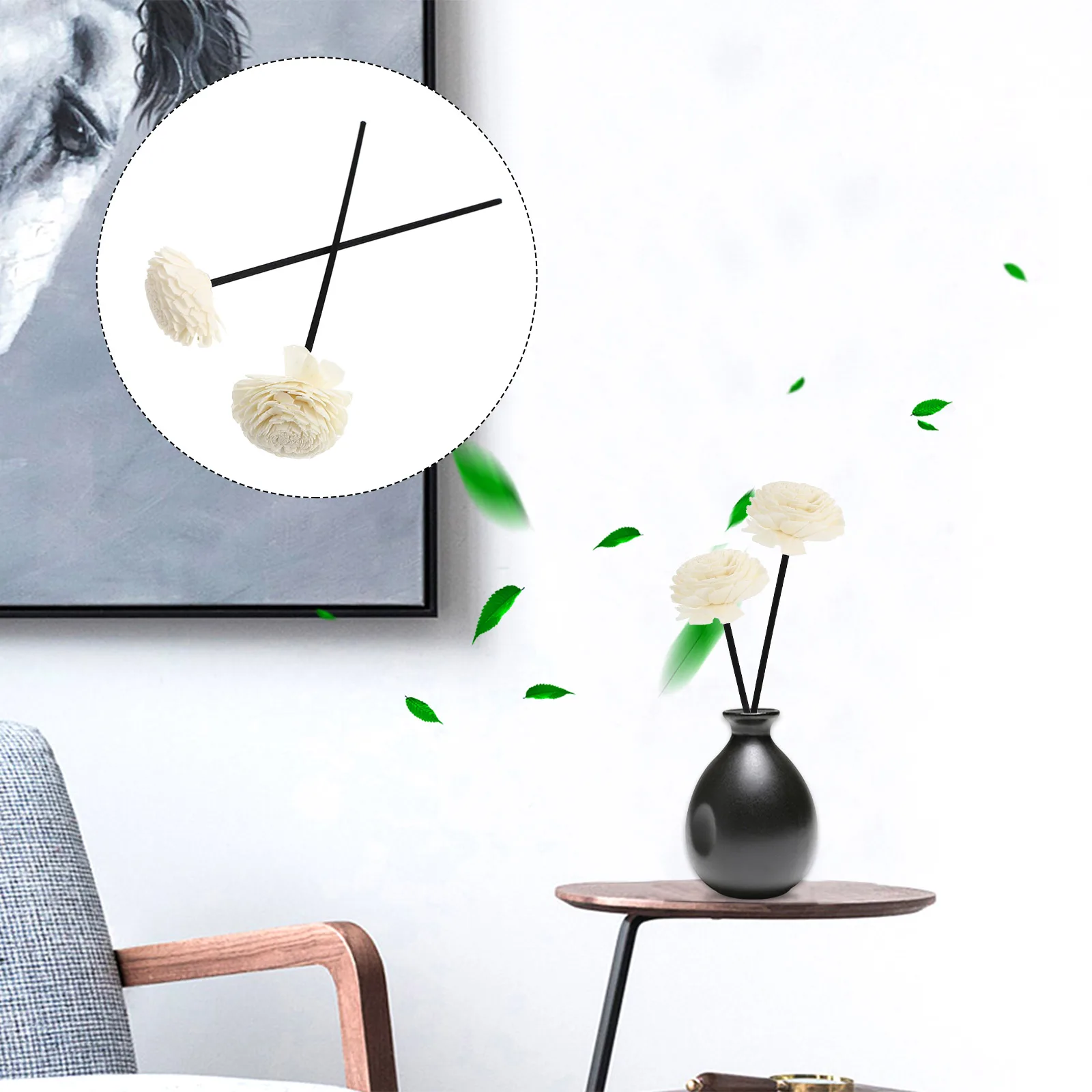 

2Pcs Essential Diffuser Flower Sticks Diffuser Sticks PE Chrysanthemum Flower Aromatherapy Volatile HomeDecoration Accessories