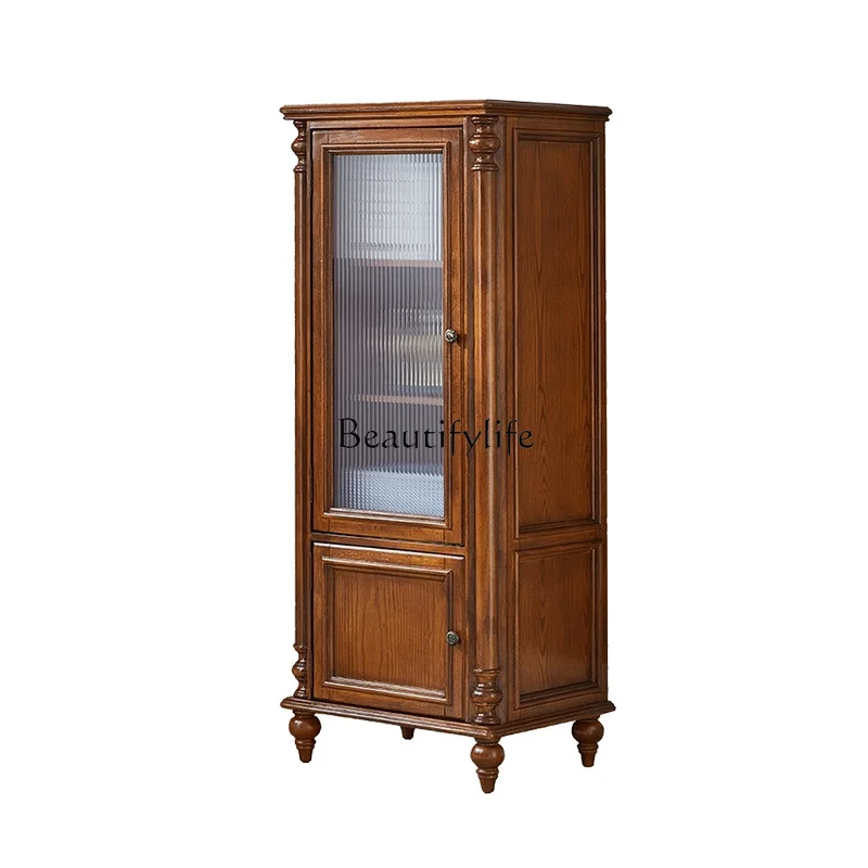 

American all solid wood two-door cabinet living room with glass door ash wood wine cabinet