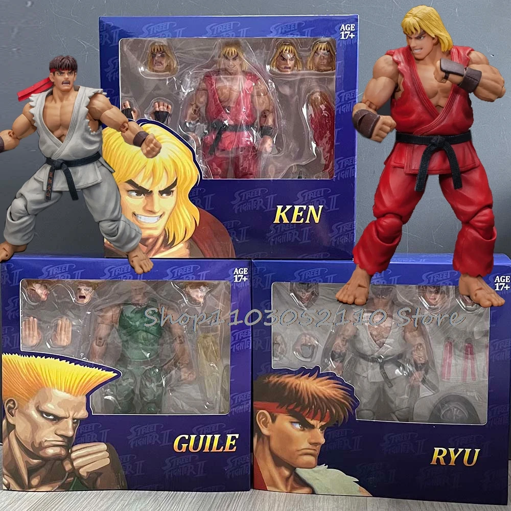 

ST Street Fighter Guile Ken Ryu Фигурка Аниме Final Challengers Модель Кукла Статуя Шарнир Подвижные Игрушки Фильм Подарки