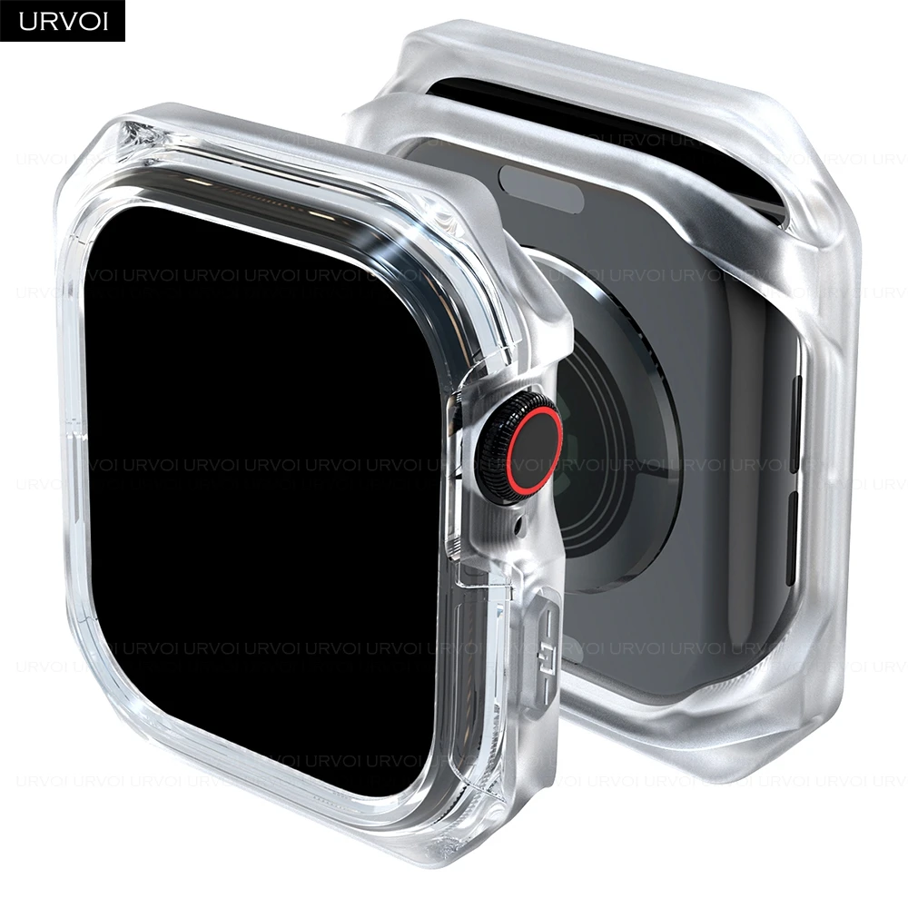 URVOI-Abdeckung für Apple Watch-Schutzserie 10, 9, 8, 7654, weiches TPU-Halbgehäuse für iWatch, stoßfeste Rüstungsstoßstange, 42 mm, 46 mm