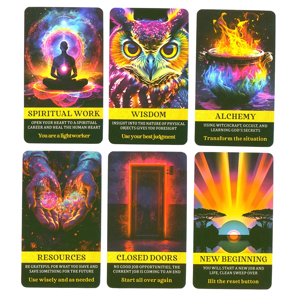 54pcs 12*7cm Beautiful High Quality Oracle Cards With Career Money Divination Runes Mystical Power