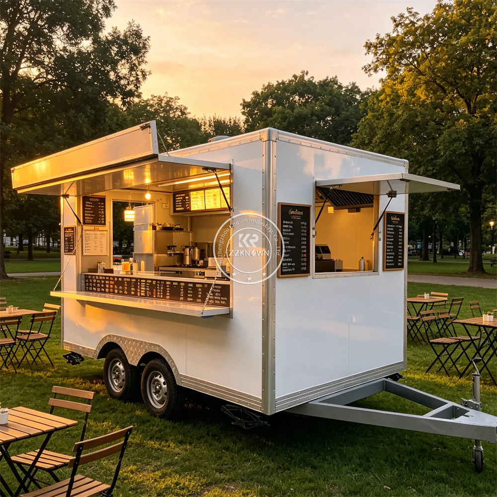 

Stainless Steel Coffee Food Trailer Mobile Breakfast Van Street Luxury Fast Food Truck With Complete Kitchen Setup
