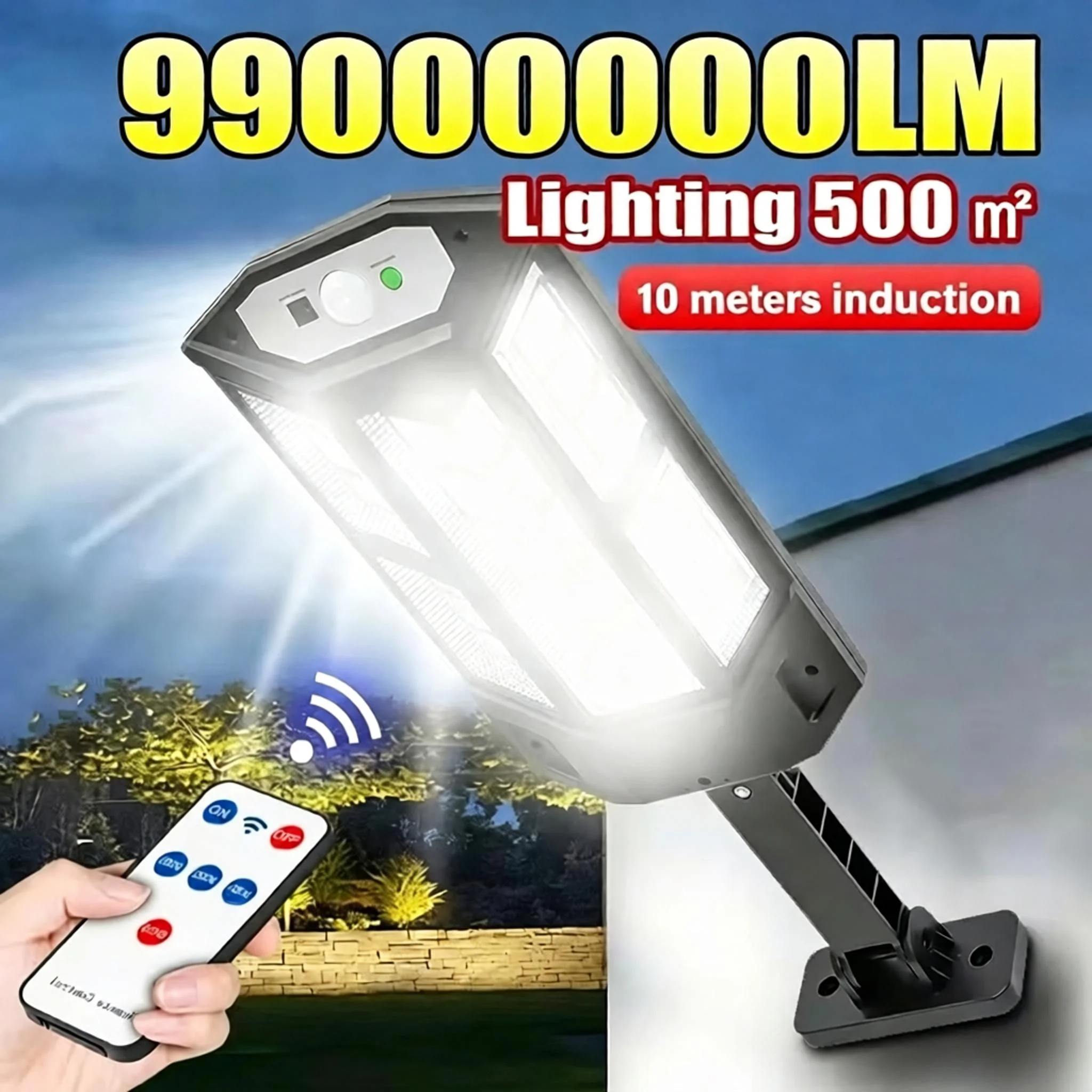 99000000LM Lighting 500m² Outdoor Solar Light With Motion Sensor Super Bright Garden Solar Lamp IP65 Waterproof LED Solar Light