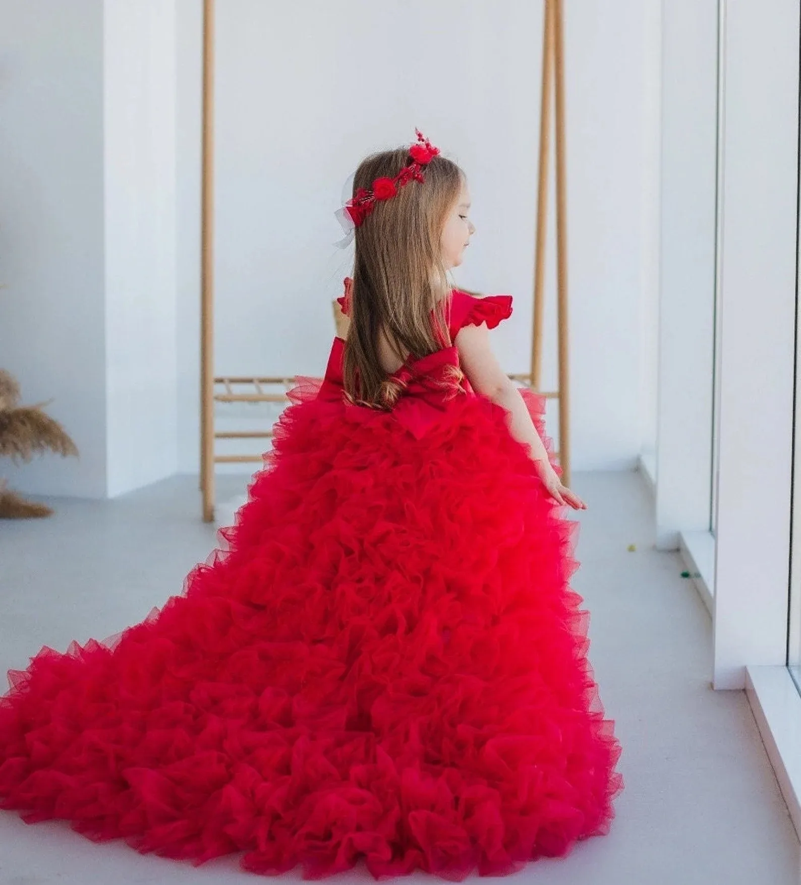 custom-ruffle-sleeve-tulle-high-low-flower-girl-dress-for-wedding-birthday-party-pageant-princess-formal-gown-فساتين-اطفال
