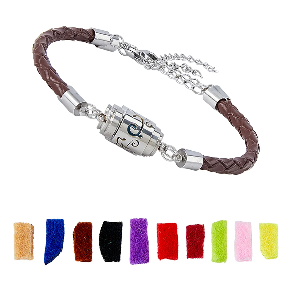 1 Set Aromatherapy Locket Bracelet Essential Oil Diffuser Bracelet Stainless Steel Perfume Bracelet 7.36 Inch/18.7cm Band