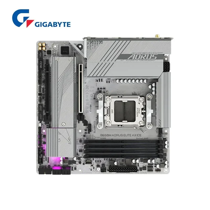 AMD RYZEN 7 7700 + GIGABYTE B650M AORUS ELITE AX ICE Kit AMD B650 Socket AM5 White Micro-ATX Motherboard B650+7700 Set