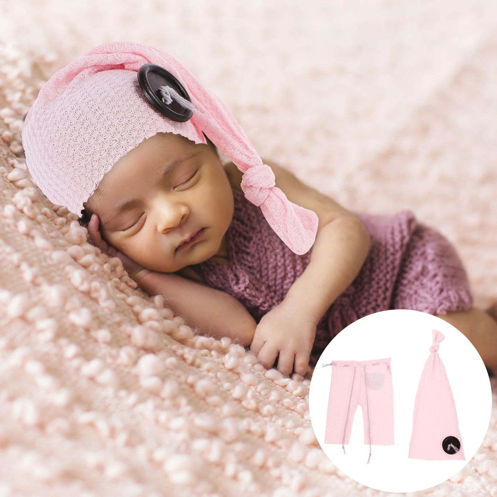 

1Set Newborn Knit Pants Hat Set Comfortable Breathable Sleep Outfit Newborn Photo Props Baby Boy Girl Hospital Outfit Gift
