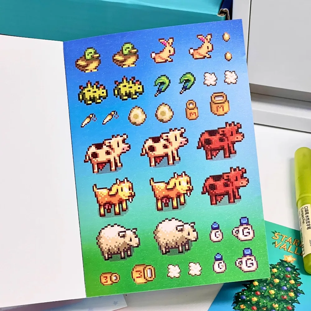 Stardew Valley-libro de pegatinas troqueladas estilo píxel, diario artesanal, Material de decoración divertido, bonito, encantador, creativo, único