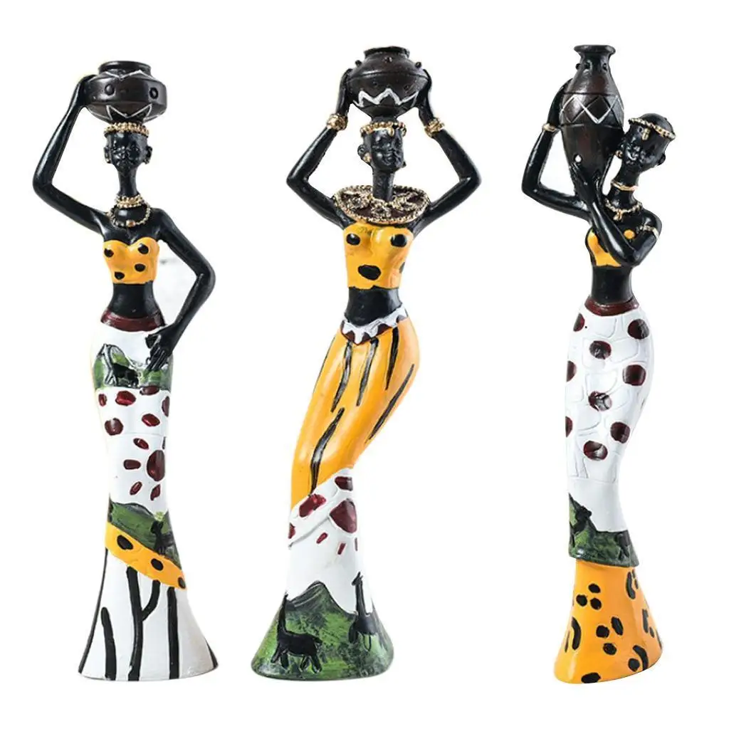 

3pcs/set Novelty Exquisite African Statues Handcrafts f/ Tabletop