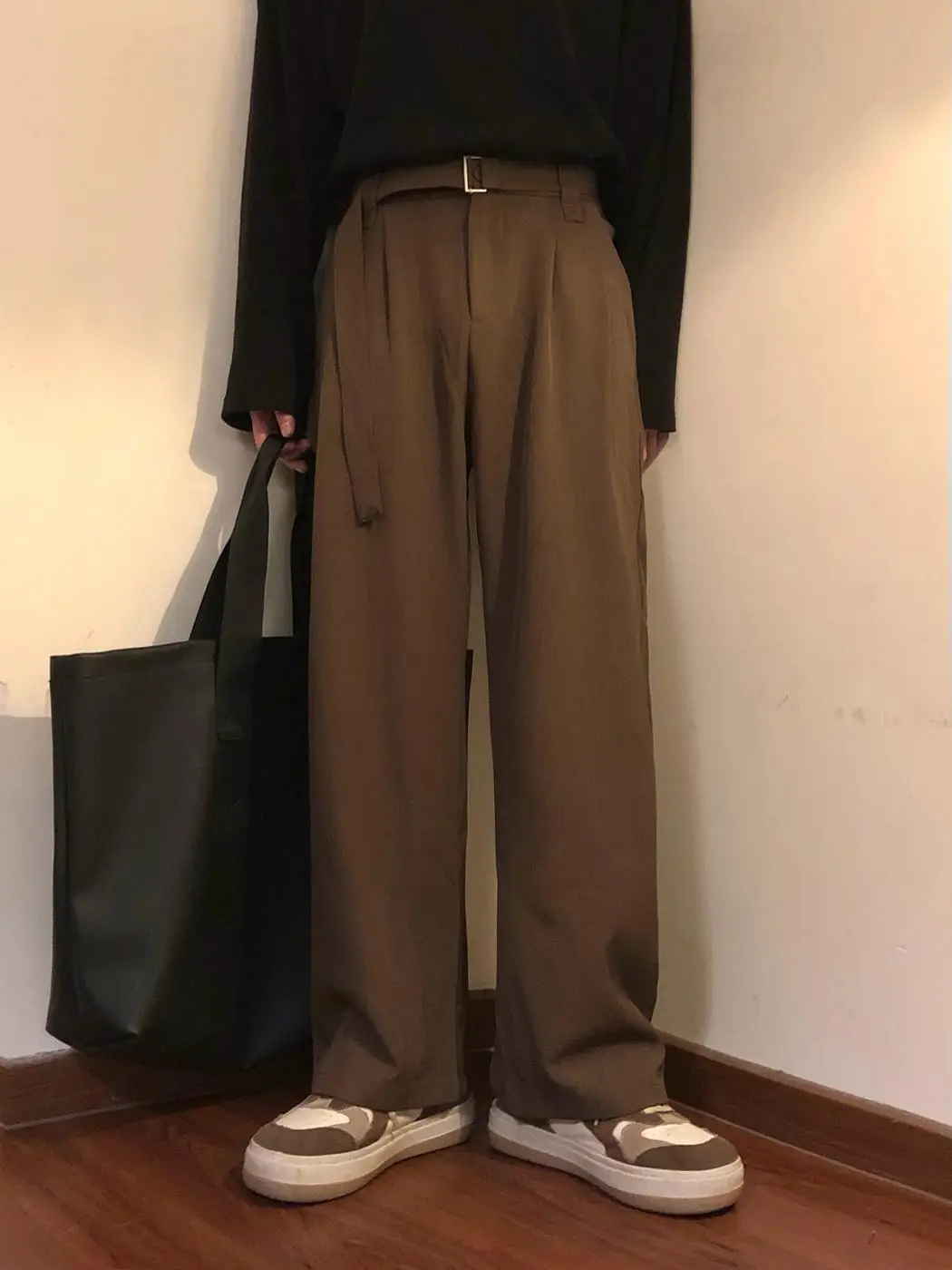 

Cleanfit Loose Casual Trousers Spring Pure Color Straight Leg Long Pants ex Retro Japanese Sle Youth Faion
